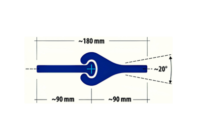 Technical diagram of the MF 180b interlock clutch with dimensions: ~180mm total width, MF ~90mm each, and a secure locking mechanism. Designed for pipe pile connections in structural applications