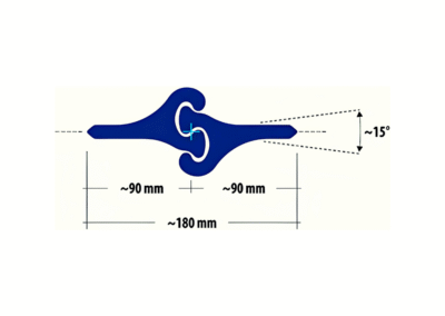 Technical diagram of the FD 180 interlock clutch with dimensions: ~180mm total width, ~90mm FD sections on each side, and a secure locking mechanism