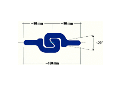 Technical drawing of the LPB180-16 interlock clutch, featuring ~180mm total width, ~90mm sections on each side, and a secure locking mechanism