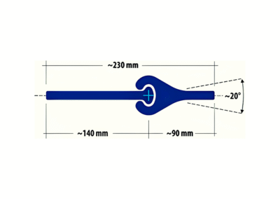 Technical diagram of the MF230 interlock clutch, featuring a total width of ~230mm, with M ~140mm and F ~90mm locks