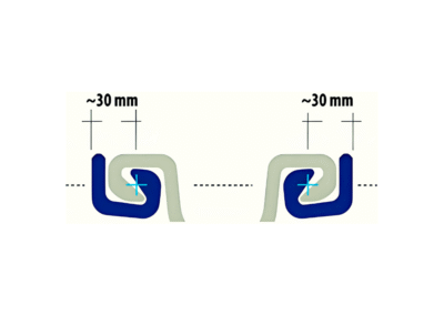 Diagram of pipe pile combined steel wall interlock system L8, featuring a ~30mm locking mechanism for secure and efficient pile connections