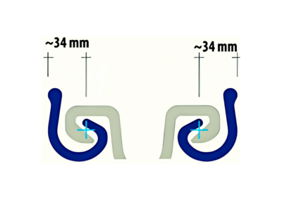Diagram of LV22 pipe pile combined steel wall interlock system with ~34mm locking mechanism, designed for secure and efficient pile connections in foundation and marine construction