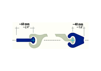 Diagram of MF100 Z pile interlock system featuring M ~60mm (2.4") and F ~40mm (1.6") locking widths, designed for secure and efficient pipe pile connections in foundation and structural applications