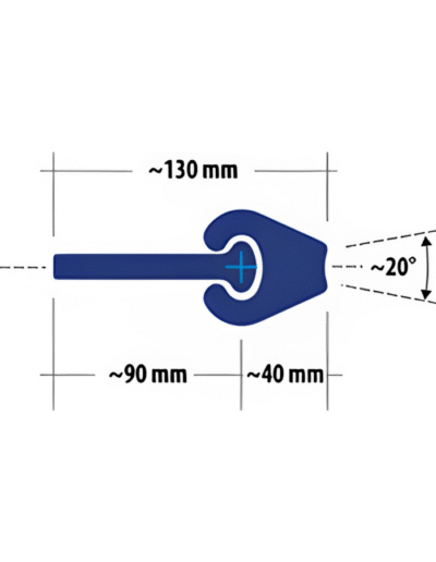 Diagram of MF130 connector for pipe pile walls, featuring 130 mm total width with M90, 90mm width and F40, 40mm width