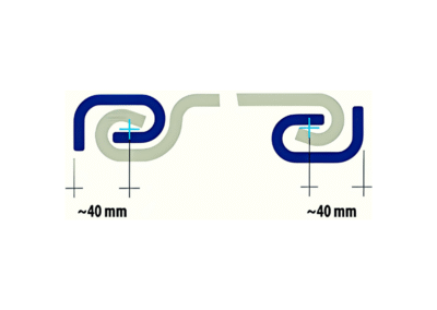 CF Junction interlock system with ~40mm connection width, designed for secure integration in pipe pile combined steel walls. Diagram illustrates precise locking mechanism for structural stability.