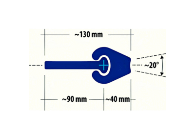 Technical diagram of the MF 130 interlock clutch with dimensions: ~130mm total width, M ~90mm, F ~40mm width
